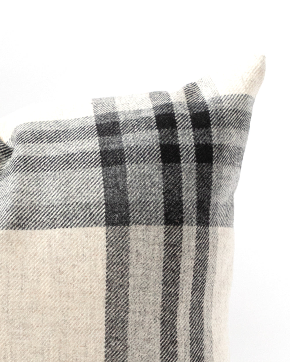 Beam Plaid Wool Pillow Cover, Monochrome
