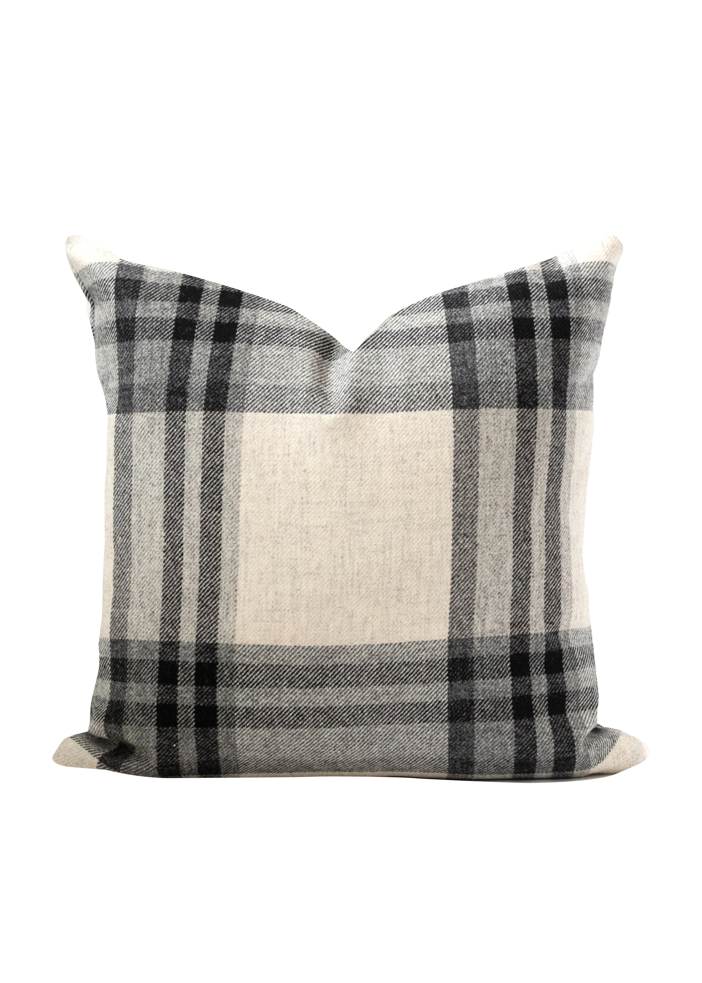 Beam Plaid Wool Pillow Cover, Monochrome