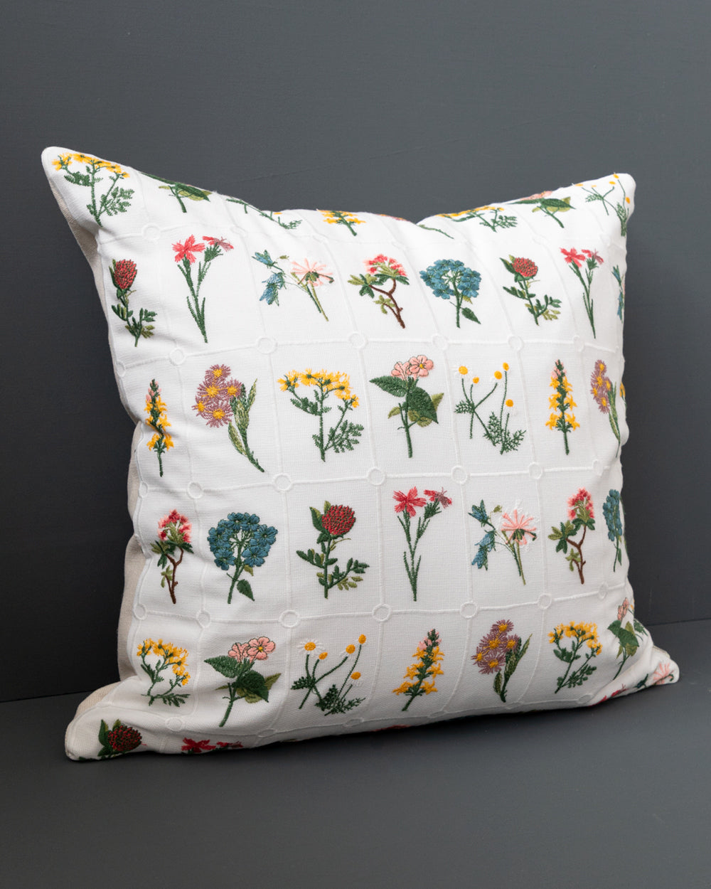 Flora Embroidered Pillow Cover, Wild Garden
