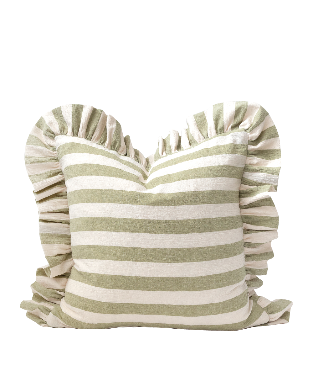 Pippa Striped Ruffle Pillow Cover, Spring Green