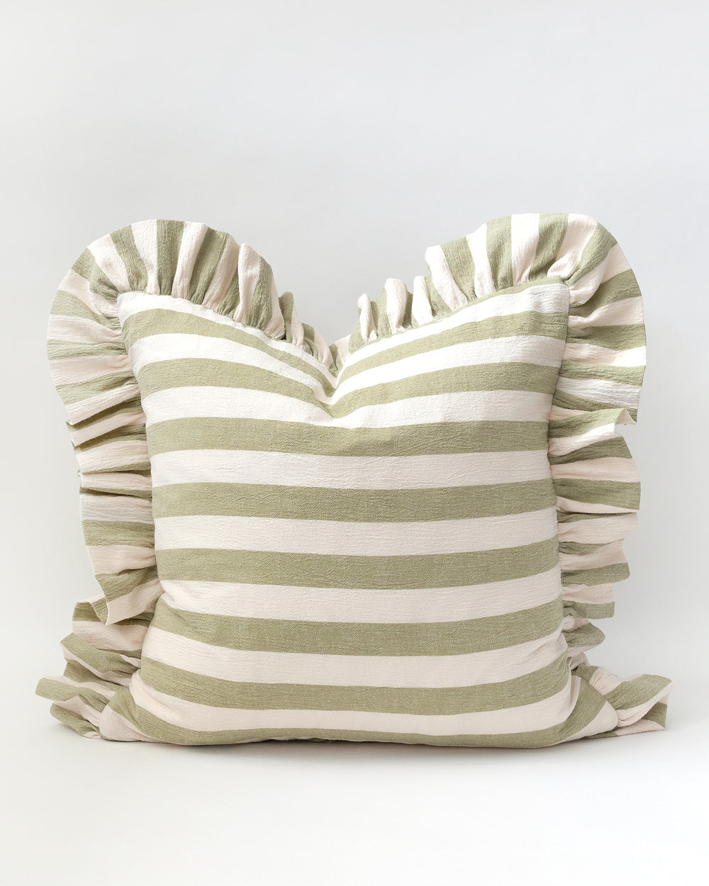 Pippa Striped Ruffle Pillow Cover, Spring Green