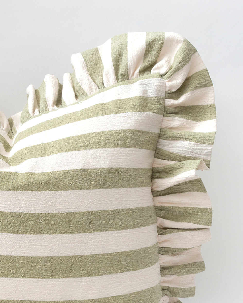 Pippa Striped Ruffle Pillow Cover, Spring Green