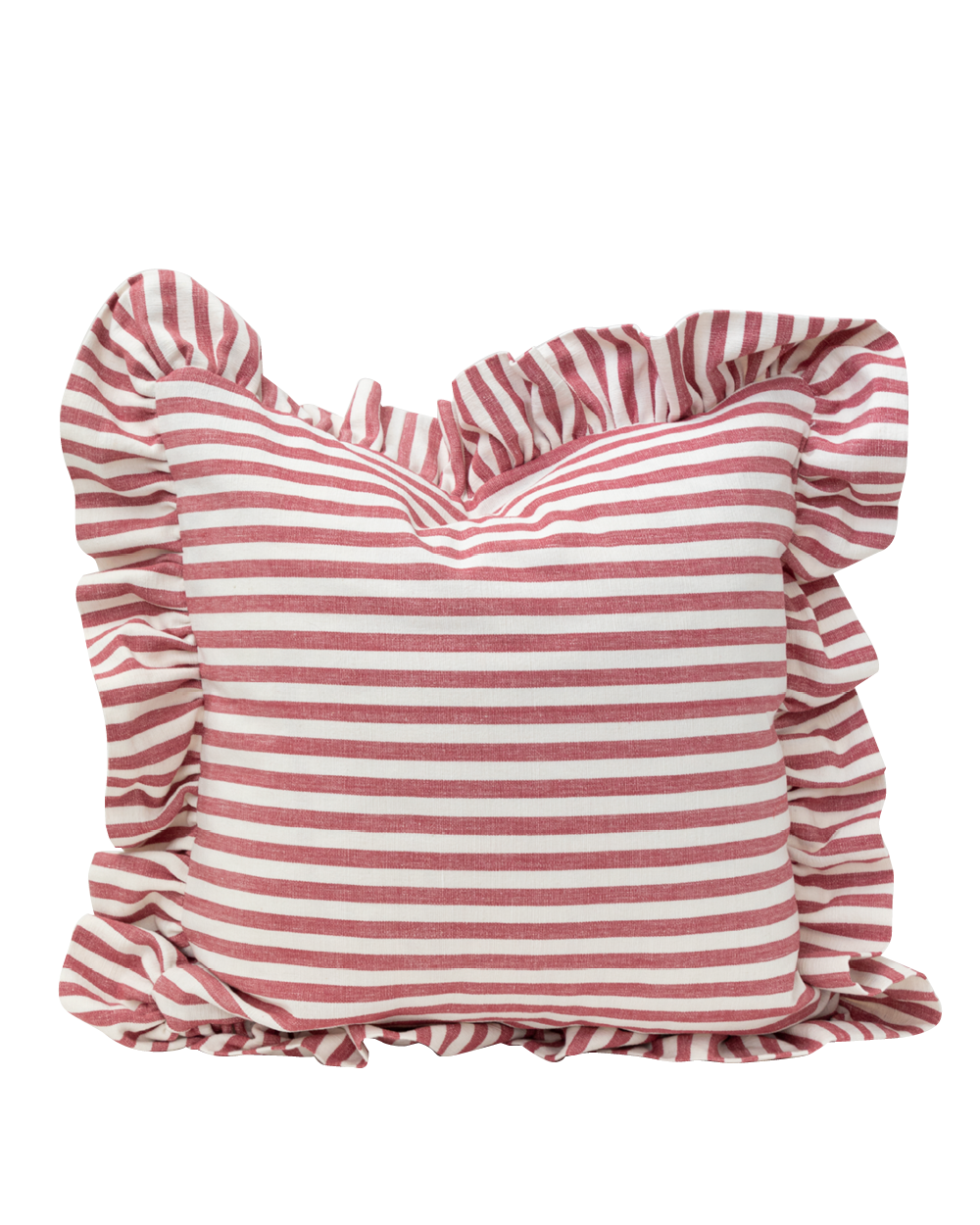 Riley Striped Ruffle Pillow Cover, Berry