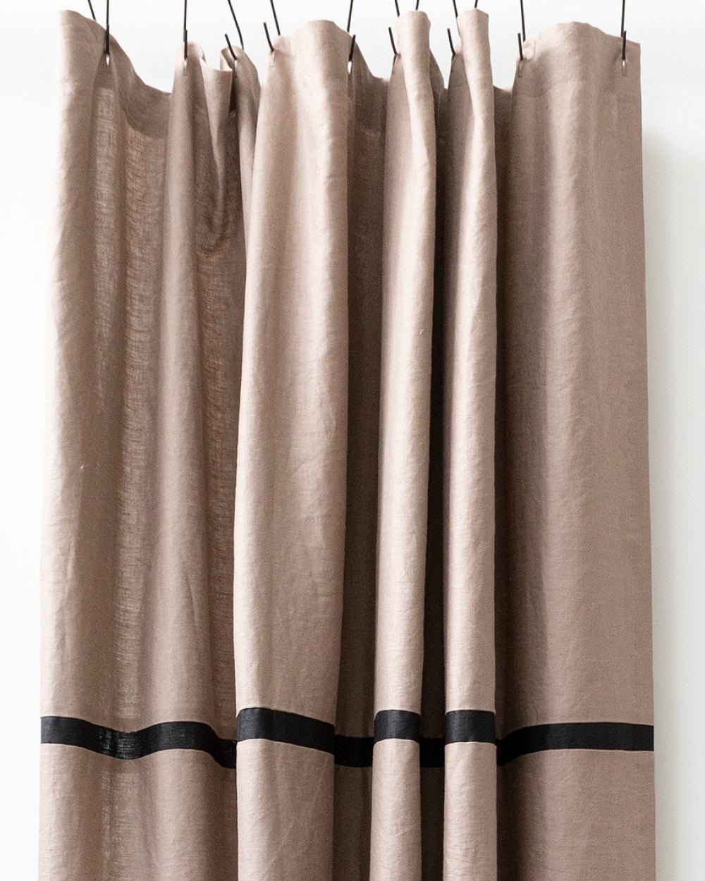 Drake Linen Shower Curtain,  Driftwood & Black Stripe