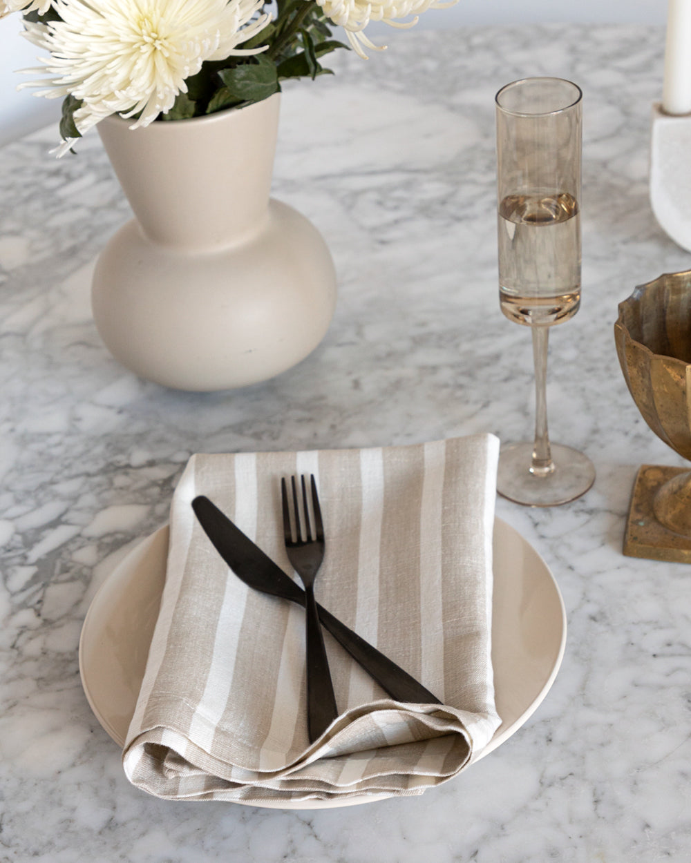 Marisol Striped Napkins, Beige (Set of Two)
