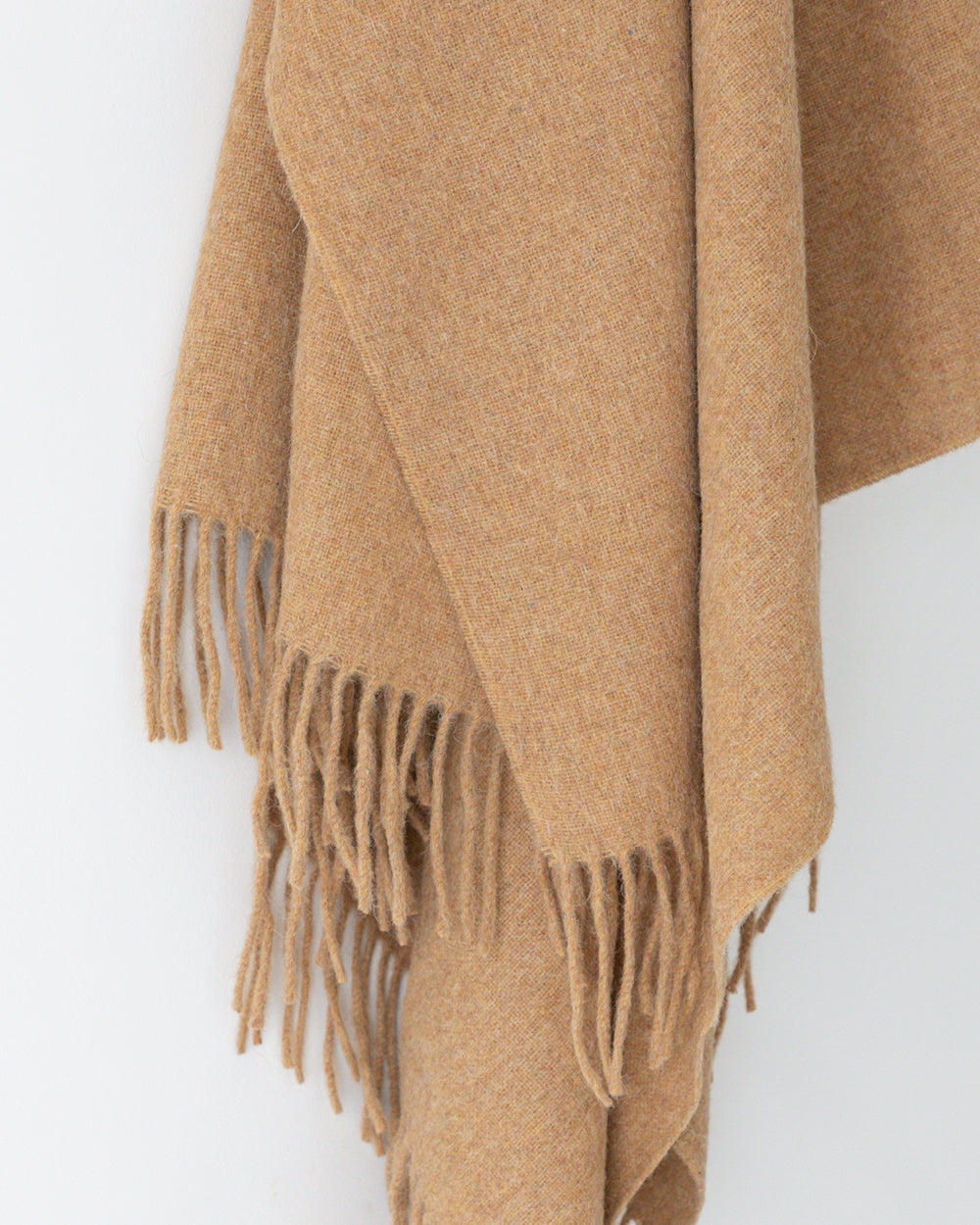 Caramel Alpaca wool throw with tassels 