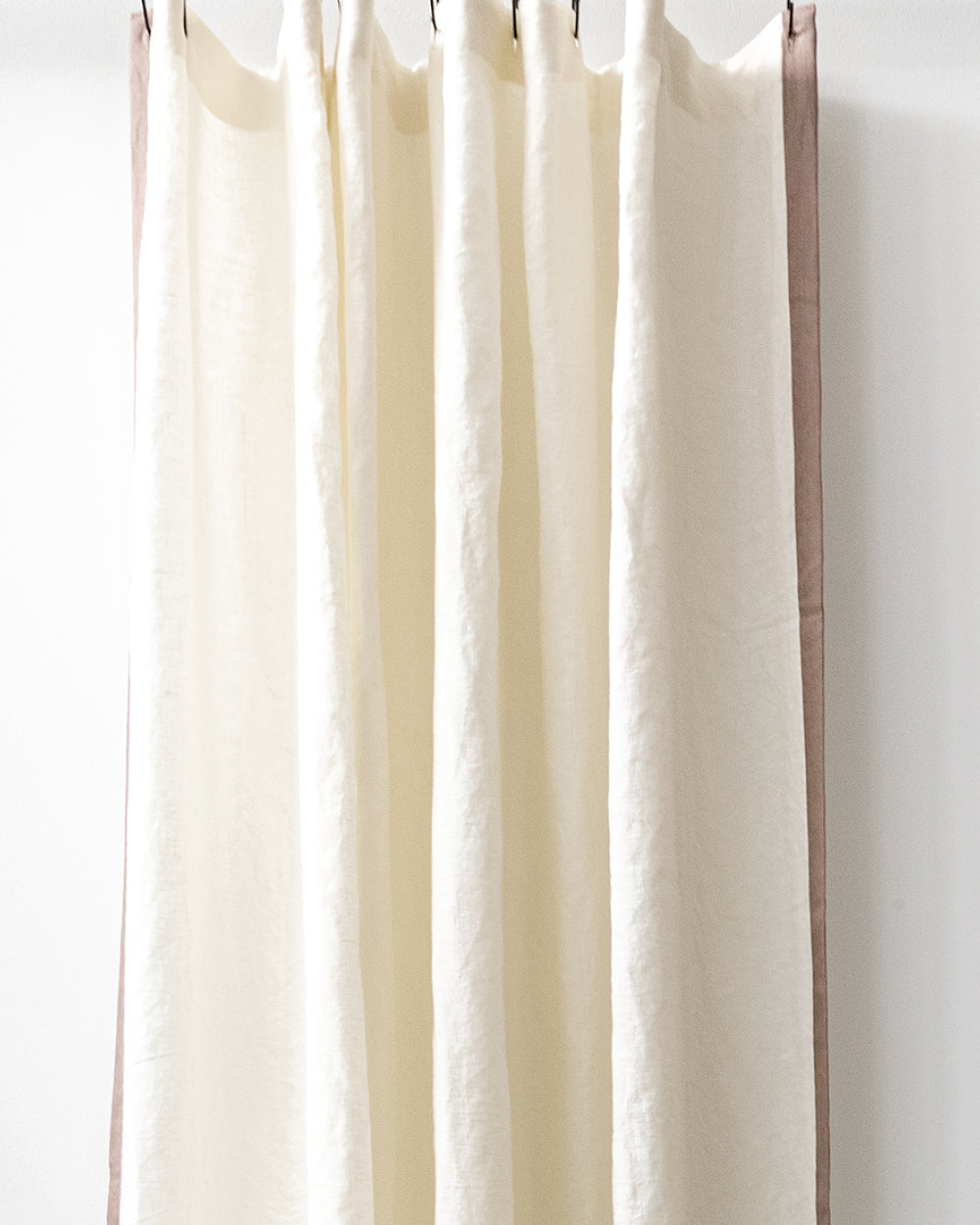 Noah Linen Shower Curtain, Ivory & Driftwood Border