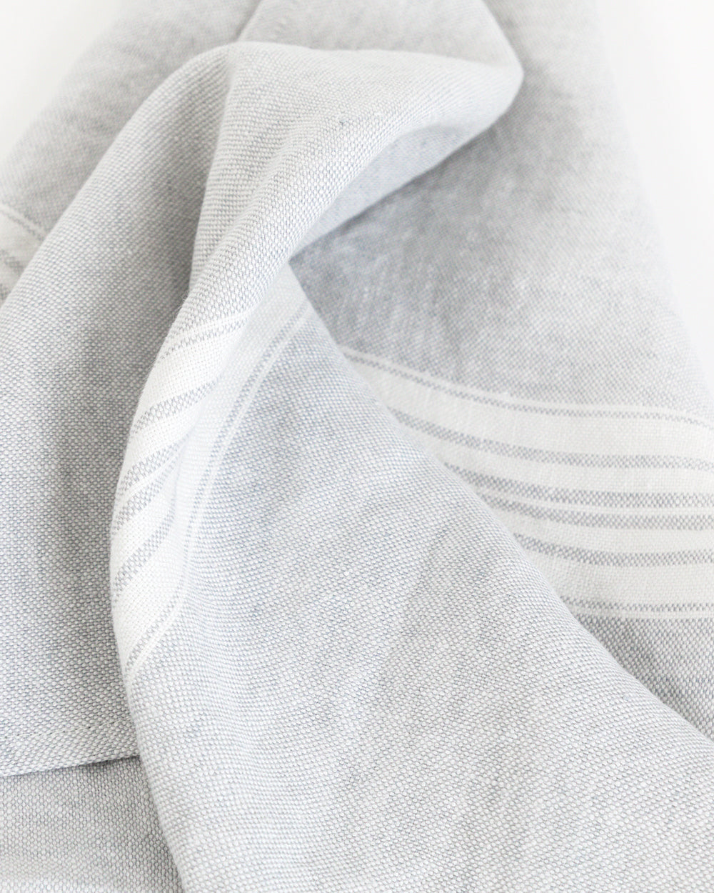 Close up detail of stone-washed linen tea towel 