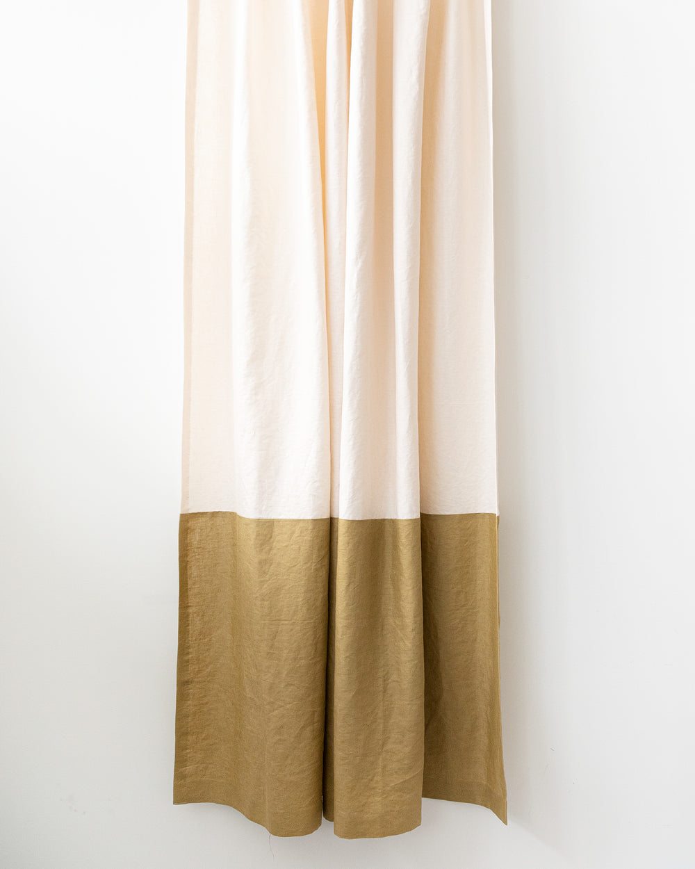 Spencer Colour-blocked Linen Shower Curtain,  Pearl & Lemongrass