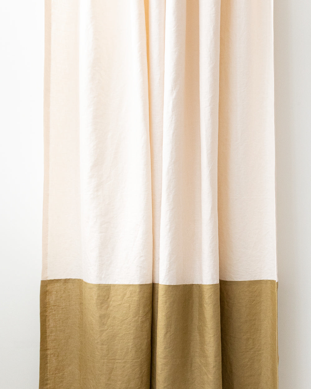 Spencer Colour-blocked Linen Shower Curtain, Pearl & Lemongrass