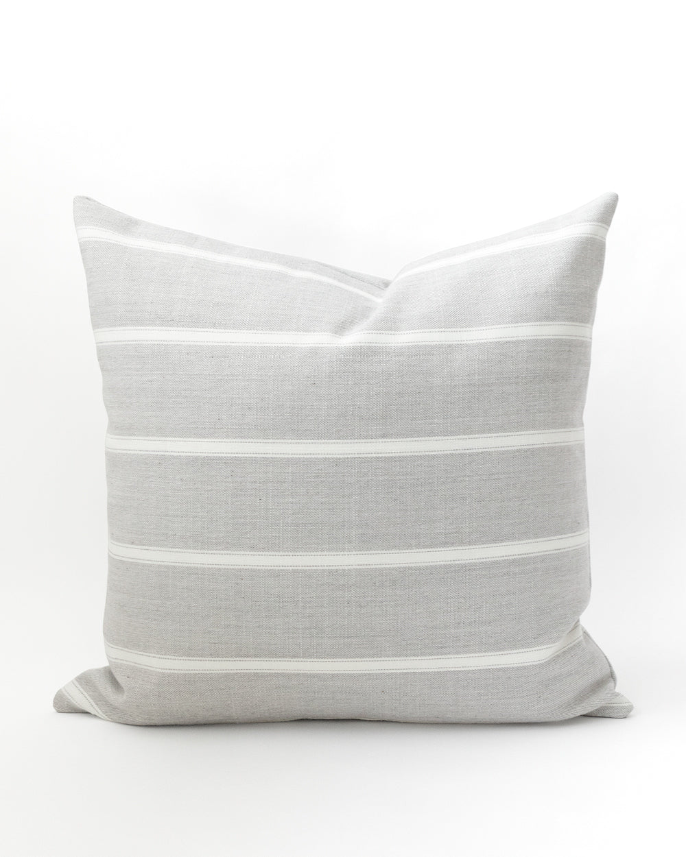 Square grey and white striped pillows