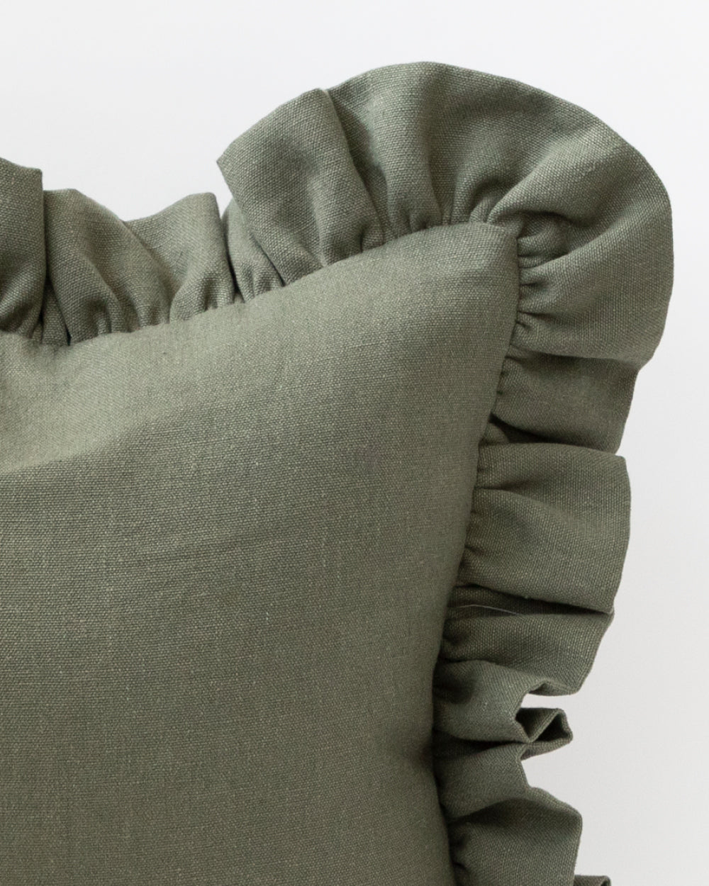 Chelsea Linen Ruffle Pillow Cover, Forest