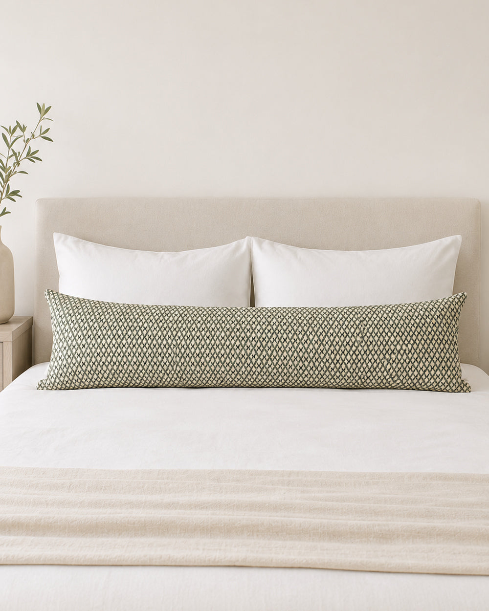 Maren Pillow Cover, Olive and Navy