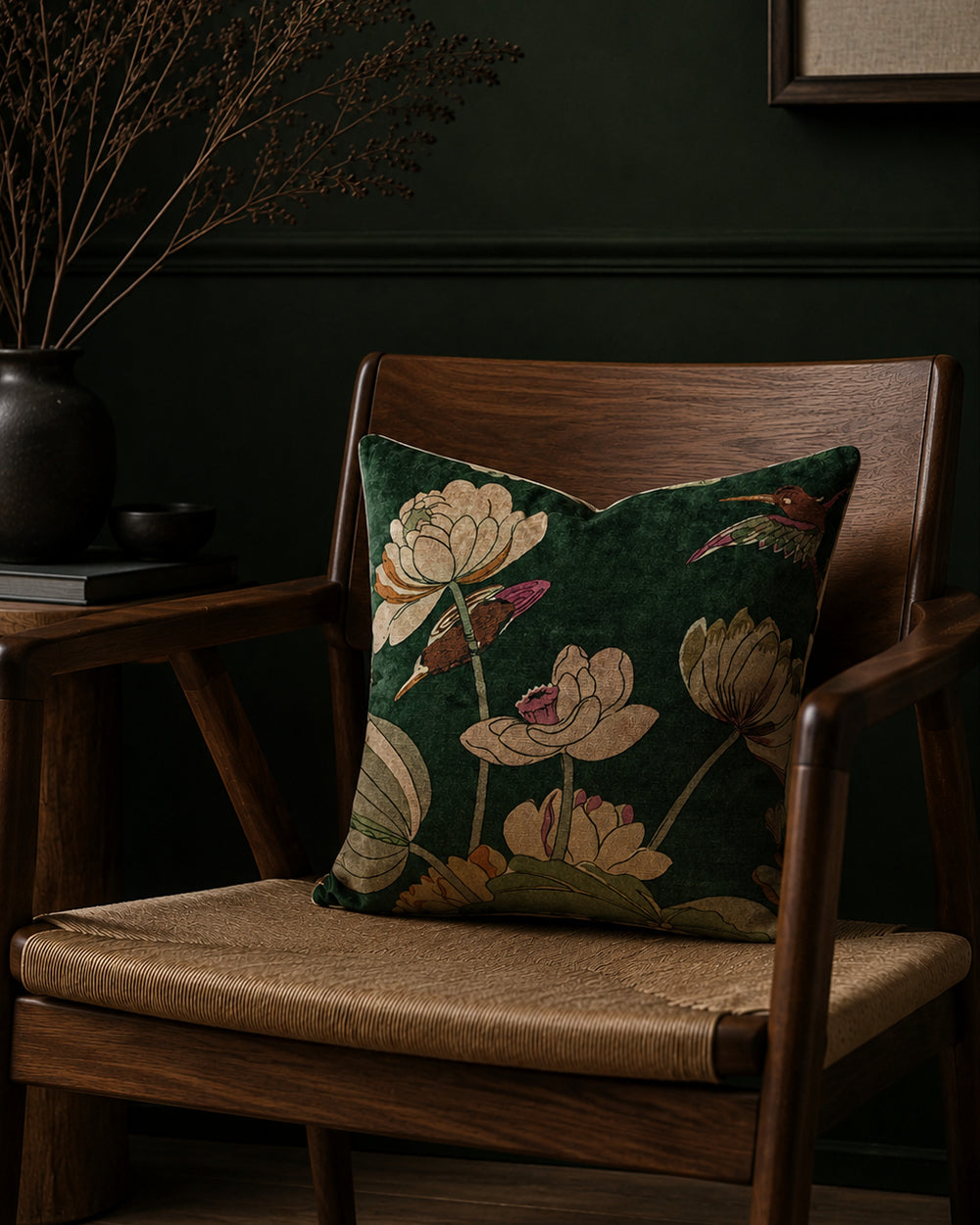 Naomi Velvet Pillow Cover, Emerald