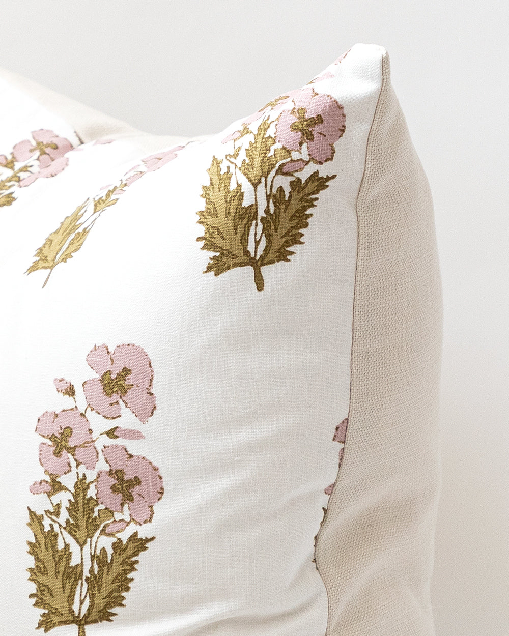 Naveen Pillow Cover, Pink and Green