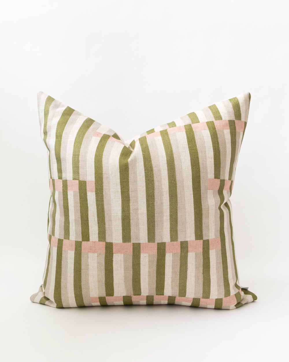 Square striped Imogen Heath fabric pillow.