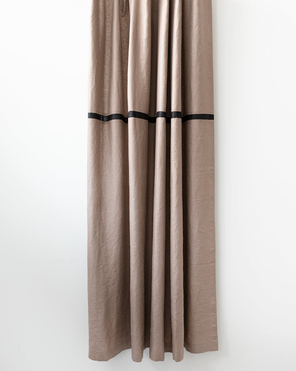 Drake Linen Shower Curtain,  Driftwood & Black Stripe