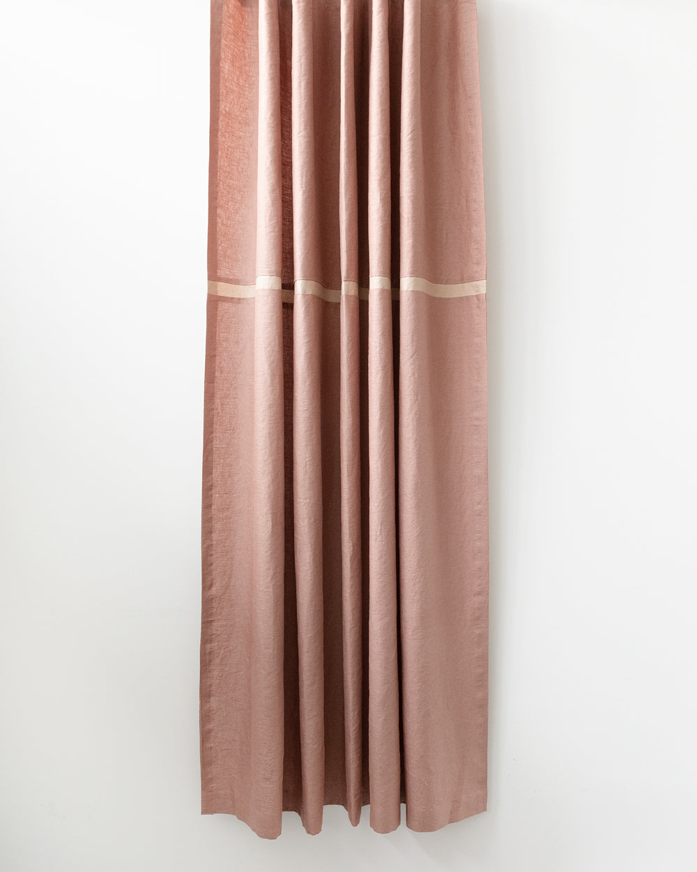Drake Linen Shower Curtain,  Earthy Pink & Putty Stripe