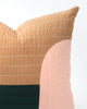 Close up detail of Dunne Quilted Cotton Pillow in black, green, pink and brown