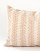 Detail close up of Blush linen botanical stripe lumbar pillow
