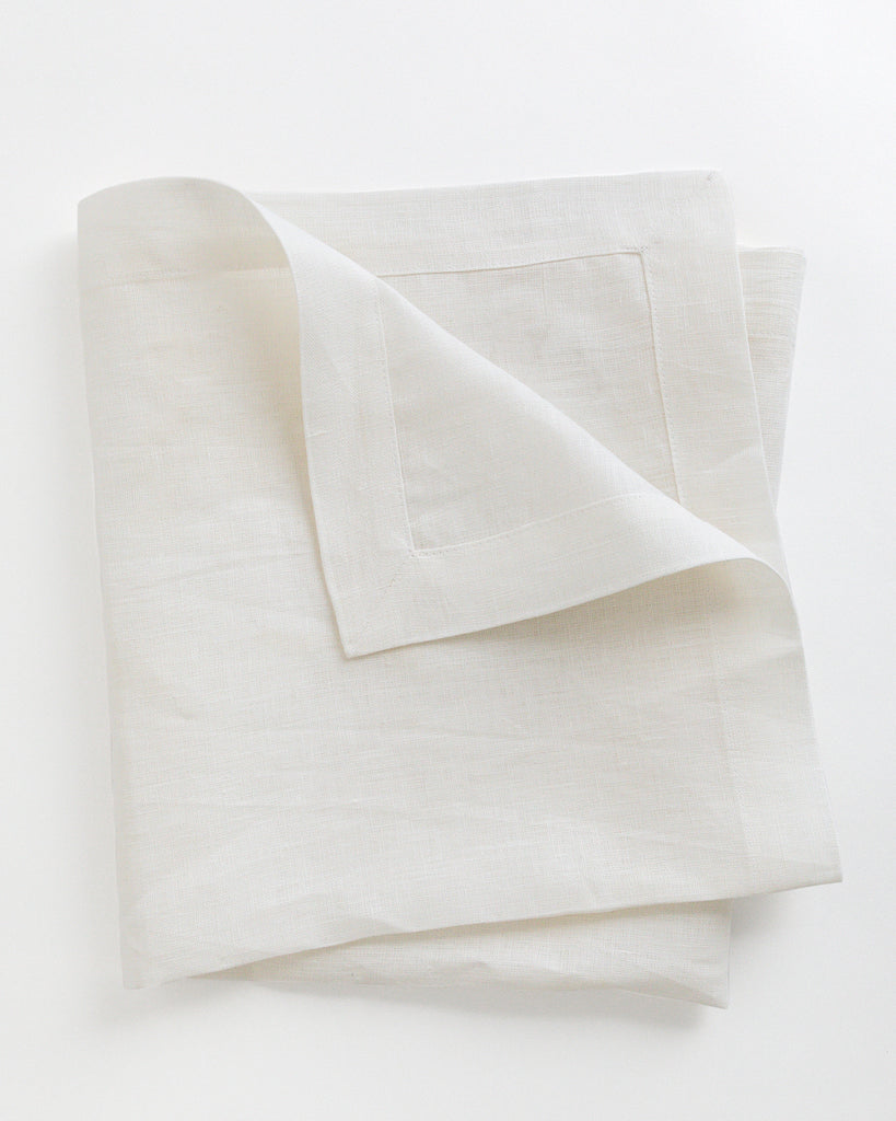 Folded classic white linen napkin 