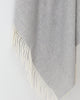 Close up detail of Haliburton grey wool throw with fringe