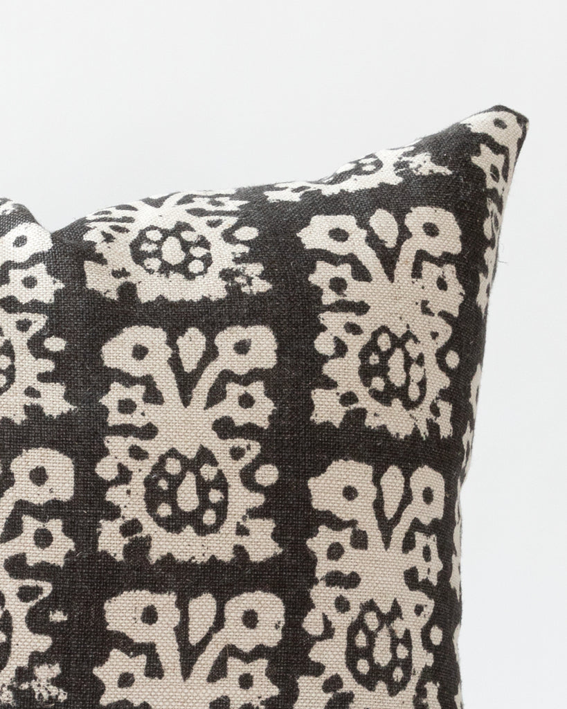 Black and white Black and white hand-blocked linen pillow