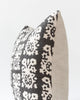 Close up detail of Black and white hand-blocked linen pillow