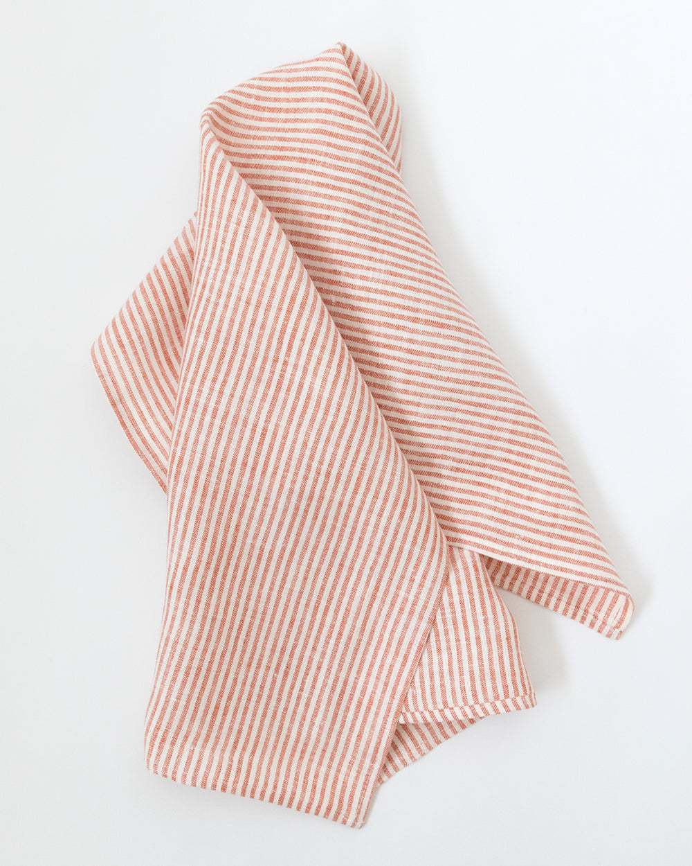 striped linen tea towel is a beautiful mix of cream and vermillion red