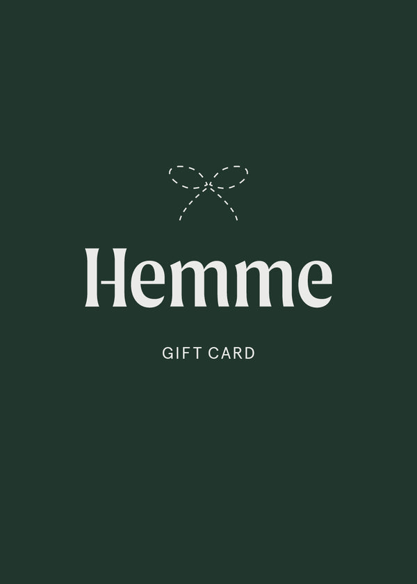 Hemme gift card, logo with bow on green background