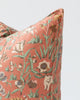 Close up detail of Salmon coloured vintage vintage floral print from the 80s pillow