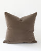 Soft brown velvet pillow with a matte look