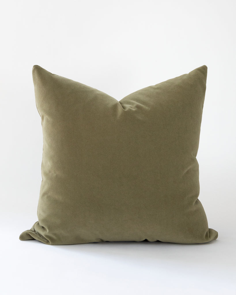 Soft olive green velvet pillow
