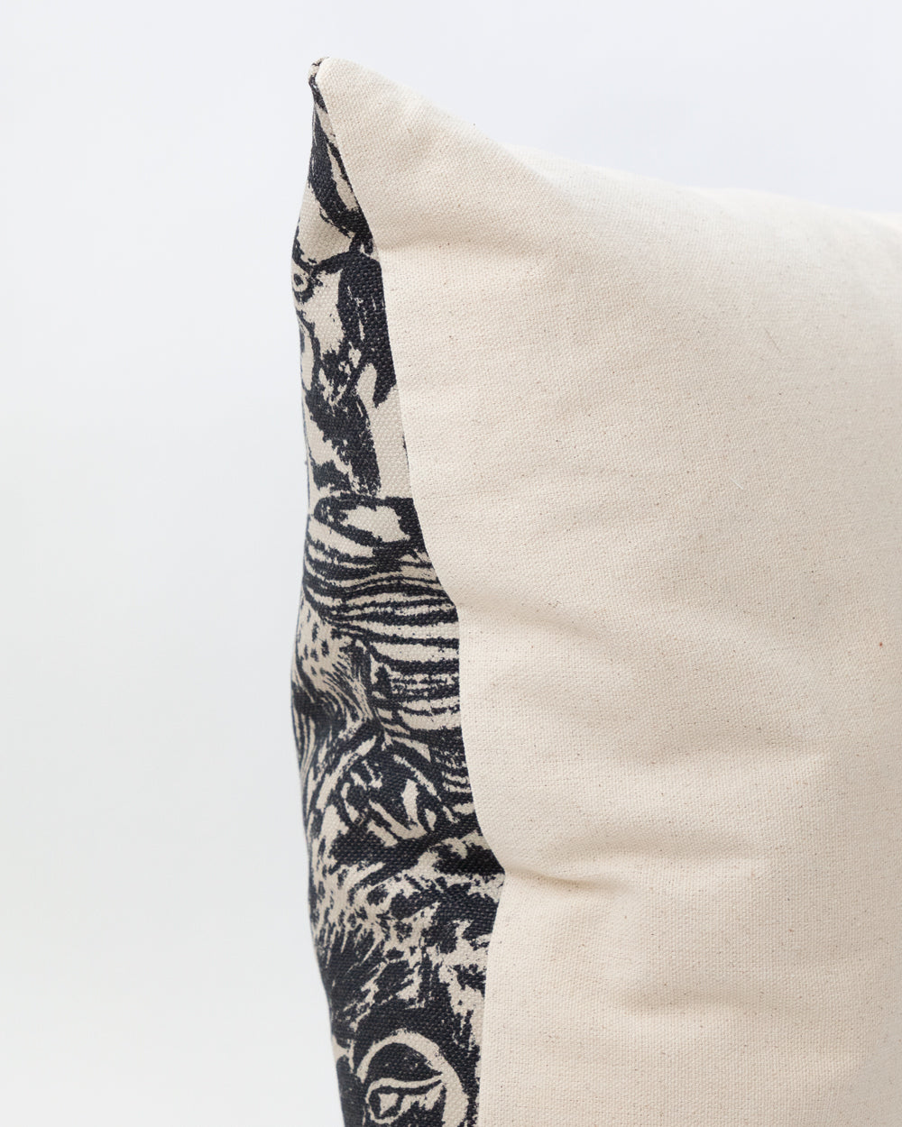 Close up detail of Linen abstract bird pattern pillow