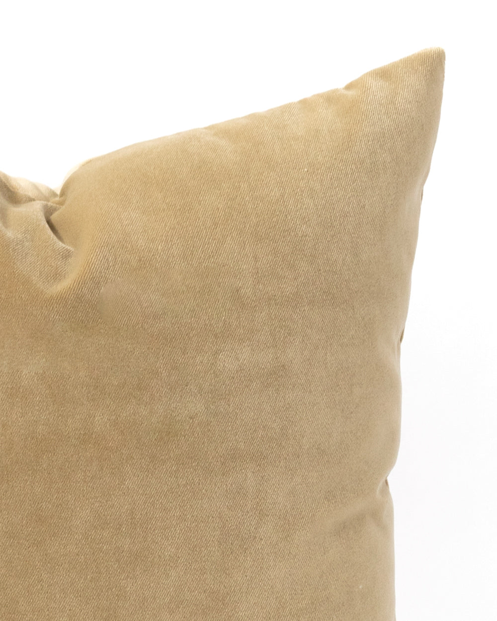 Close up detail of khaki beige velvet pillow