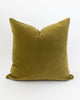 Square green moss velvet pillow